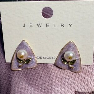 Elegant Purple Flower freshwater pearl Earrings